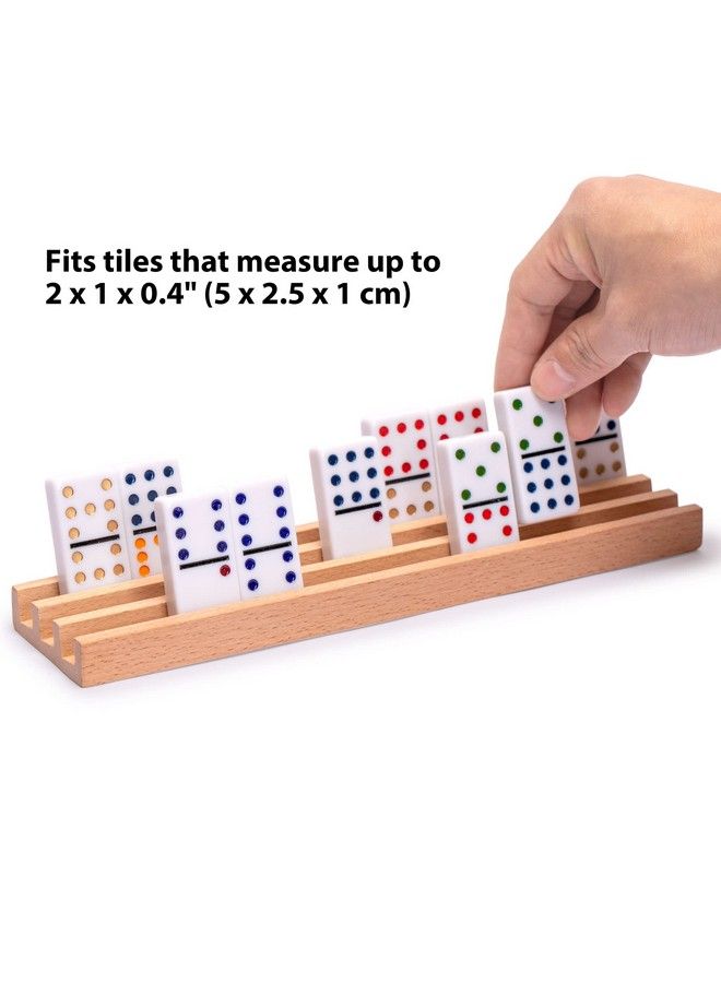 Yellow Mountain Imports Premium Beechwood Domino Racks/Trays (10 Inch) Set Of 4 Tile Holders For Mexican Train Chickenfoot And Other Domino Games - Image 3
