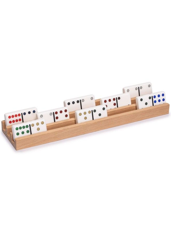 Yellow Mountain Imports Premium Beechwood Domino Racks/Trays (10 Inch) Set Of 4 Tile Holders For Mexican Train Chickenfoot And Other Domino Games - Image 4