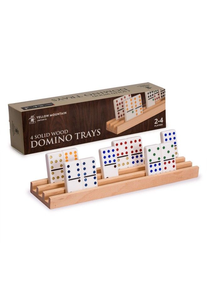 Yellow Mountain Imports Premium Beechwood Domino Racks/Trays (10 Inch) Set Of 4 Tile Holders For Mexican Train Chickenfoot And Other Domino Games - Image 2