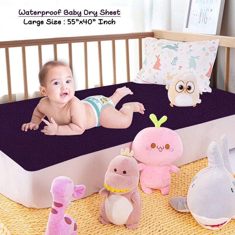 Dream King Waterproof Quick Dry Sheet for Baby| Bed Pad Anti-Piling Fleece Extra Absorbent Washable Matress Protector| Baby Bed Protector - Size Small 50X70 Cm (Plum) - Image 2