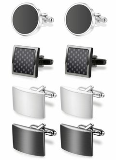 4 Pairs Cufflinks for Men Set Unique Cuff Links Mens Business Groom Gifts