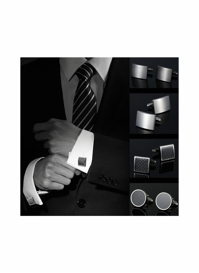 SYOSI - 4 Pairs Cufflinks for Men Set Unique Cuff Links Mens Business Groom Gifts - Image 1