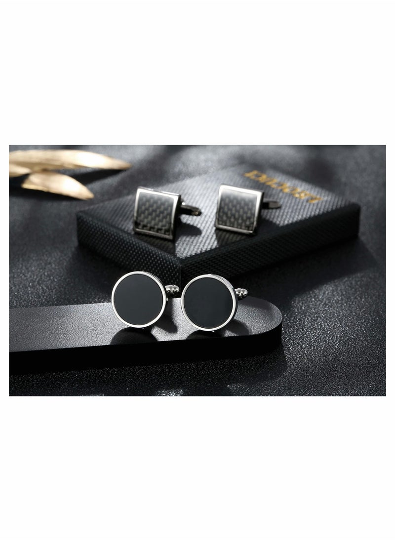 SYOSI - 4 Pairs Cufflinks for Men Set Unique Cuff Links Mens Business Groom Gifts - Image 1
