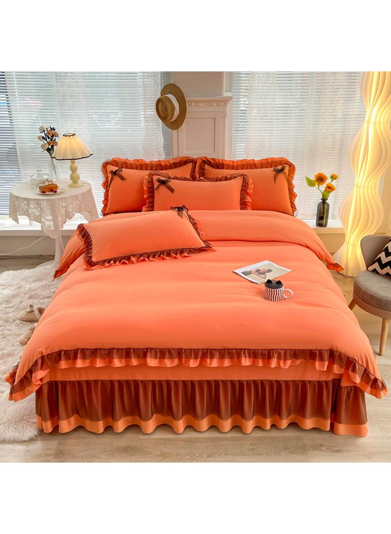General Simple Solid Color Washable Bed Sheet And Duvet Cover Set  - Image 1