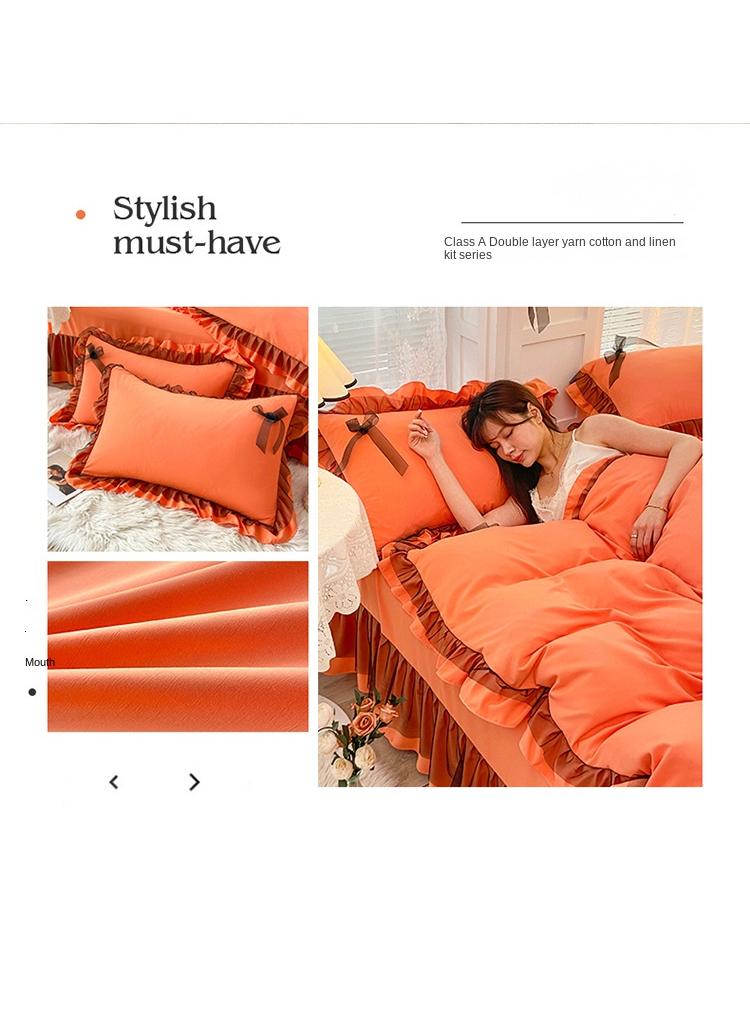 General Simple Solid Color Washable Bed Sheet And Duvet Cover Set  - Image 2