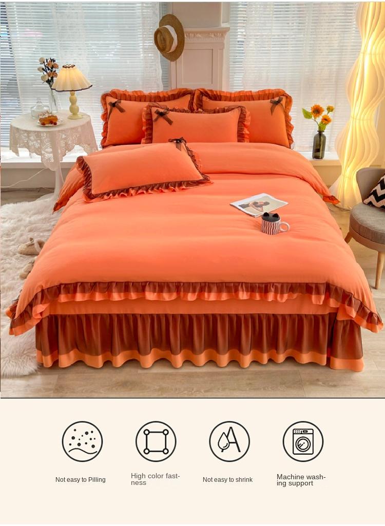 General Simple Solid Color Washable Bed Sheet And Duvet Cover Set  - Image 3