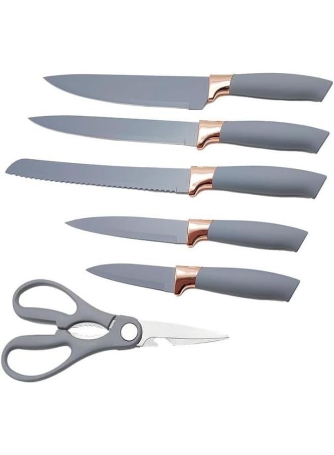 MANAM TRADING 19-Piece Silicone Kitchen Utensil Set Nonstick Cooking Tools, Stainless Steel Knives, Cutting Board, Spatula, Turner, Whisk, Heat-Resistant Nonstick Cookware Set With Wooden Handles(Grey)  - Image 5