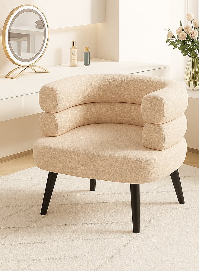تايمي طقم 2 كرسي قماش بوكليه بتصميم انيق، كرسي تسريحة لغرفة النوم، كرسي بوكلية لغرفة المعيشة والمكتب -بيج مع أرجل سوداء, 70x62x74 سم - Image 2