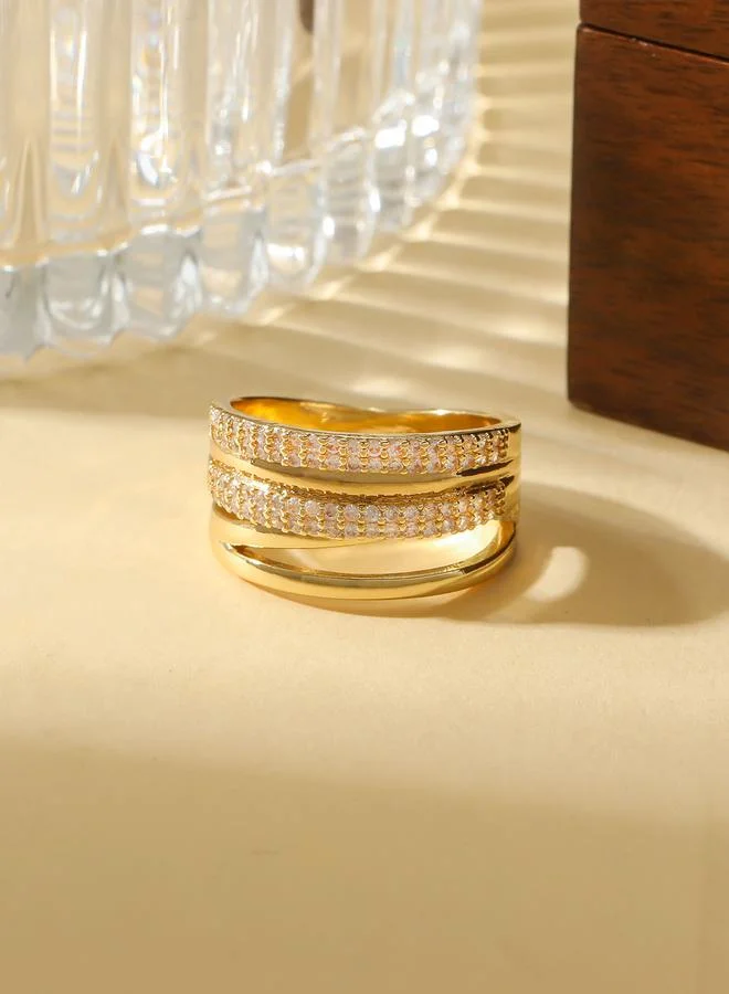 Take Two Gold Plated Cubic Zirconia Statement Ring