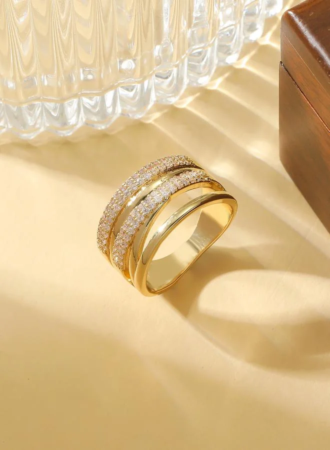 Take Two Gold Plated Cubic Zirconia Statement Ring