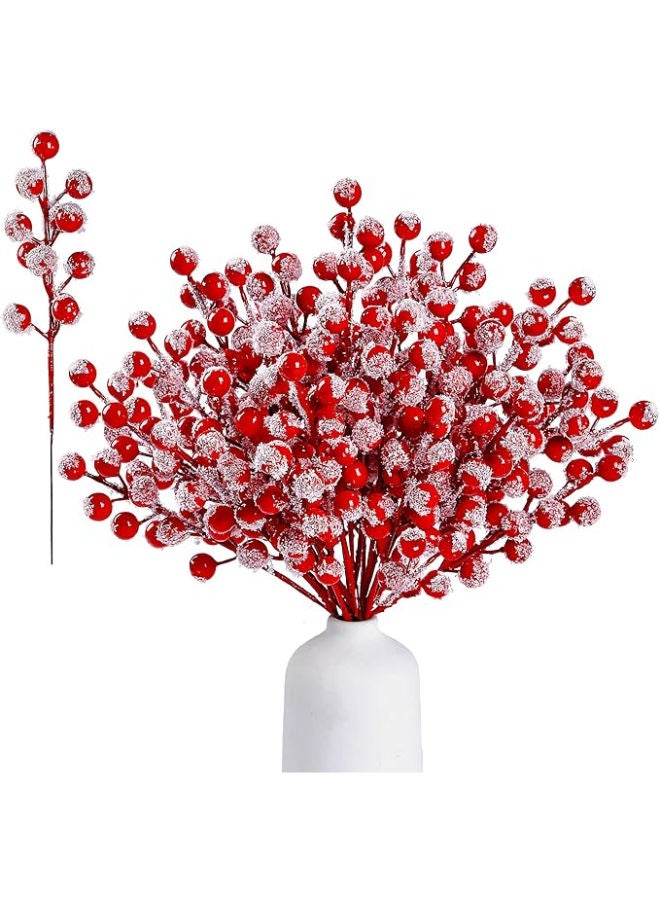 30 Pack Snow Frosted Artificial Berry Stems - Image 1