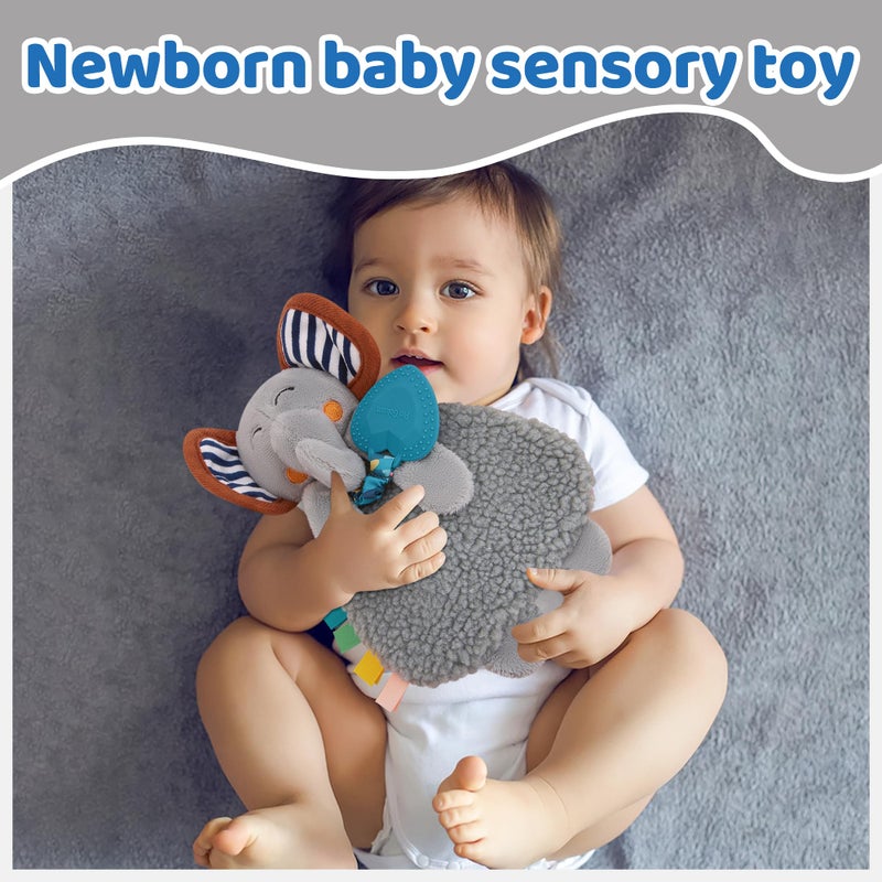 Pro Goleem Grey Elephant Loveys for Babies Girl and Boy, Baby Lovey with Teether, Baby Toys 0 3 6 9 12 Months, Safety Teething Toys for Babies Infant Newborn and Toddler Gifts - Image 5