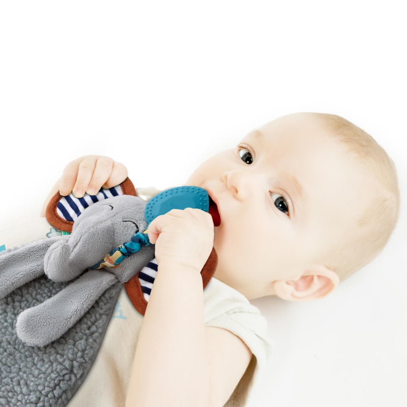Pro Goleem Grey Elephant Loveys for Babies Girl and Boy, Baby Lovey with Teether, Baby Toys 0 3 6 9 12 Months, Safety Teething Toys for Babies Infant Newborn and Toddler Gifts - Image 3