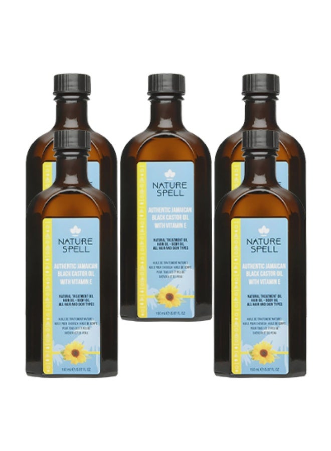 نايتشر سبيل 5 قطع زيت الخروع الأسود الجامايكي للشعر والبشرة مع فيتامين هـ 150 مل - Image 1