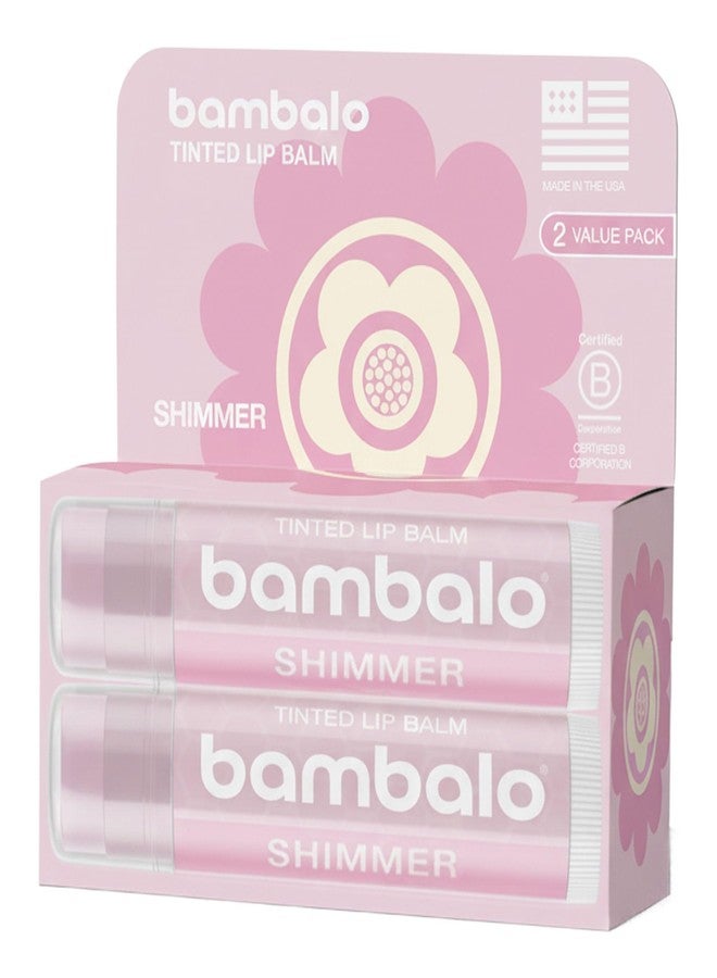 Bambalo Tinted Lip Balm Shimmer 2-Pack - Hydrating Moisturizing Lip Care - Subtle Pearl Glow - Natural Organic Formula - Lightweight Smooth Finish - Made in USA - Image 1