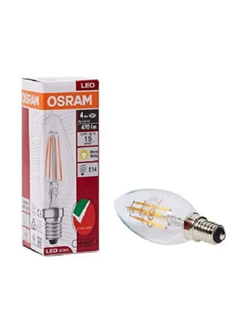 Osram E14 Led Light Bulb Clear Filament 4W Warm White 2700K - Pack of 2 - Image 1