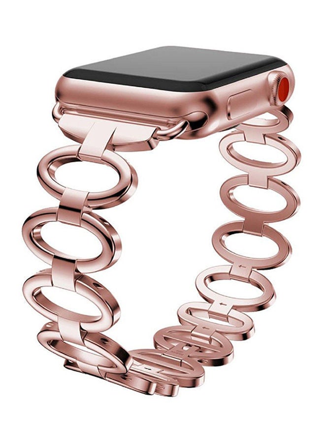 NIBEMINENT Replacement Egg Pattern Link Band For Apple Watch Series 3 42mm Rose Gold - Image 4