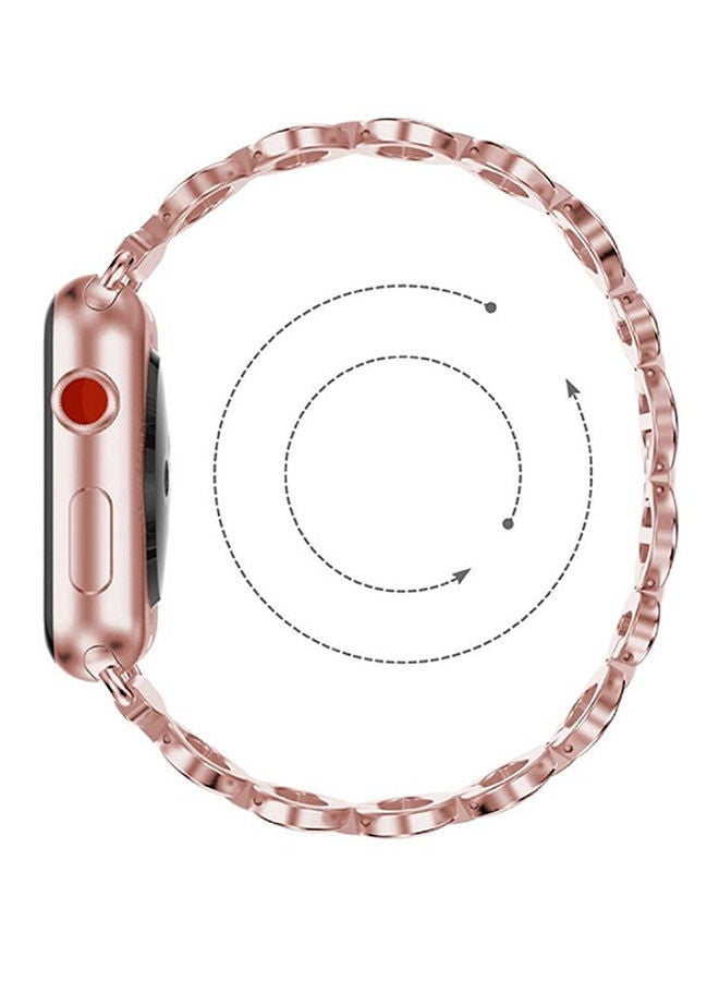 NIBEMINENT Replacement Egg Pattern Link Band For Apple Watch Series 3 42mm Rose Gold - Image 5