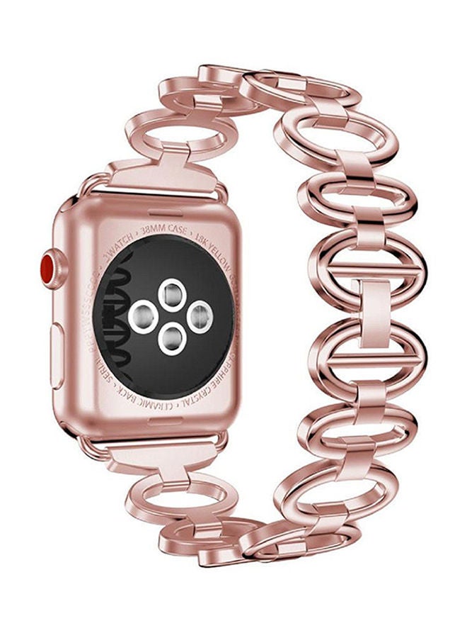 NIBEMINENT Replacement Egg Pattern Link Band For Apple Watch Series 3 42mm Rose Gold - Image 3