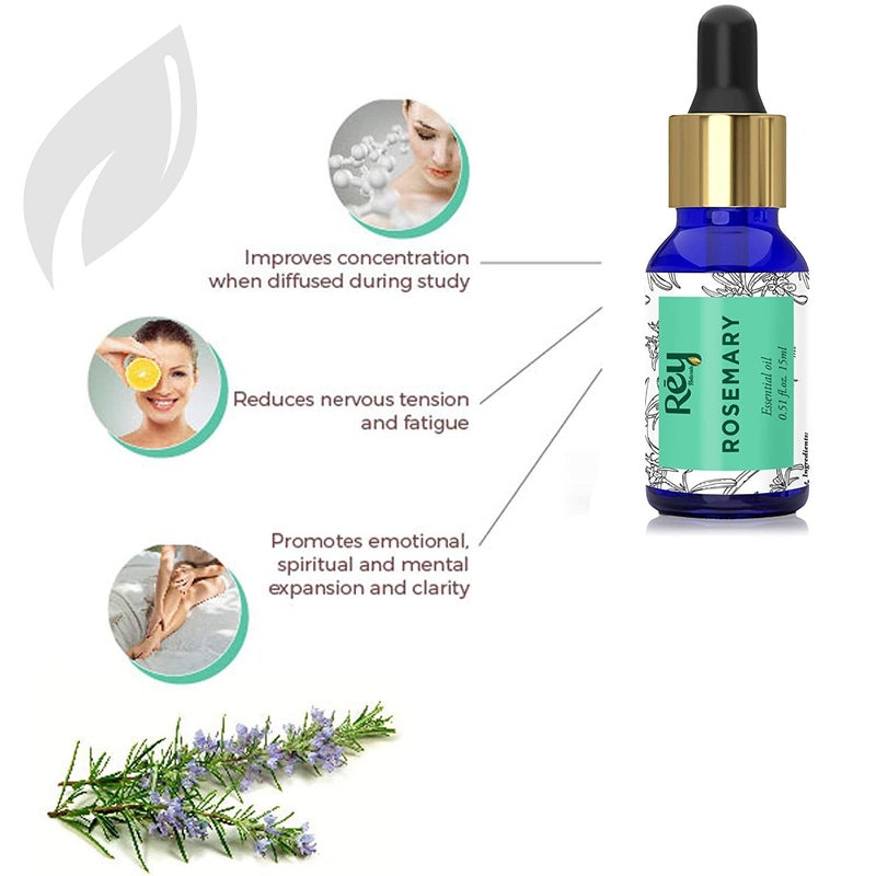 Rey Naturals Rey Naturals tea tree oil Rosemary essential oils Pure 100 Natural for Healthy Skin Face and Hair 15 ml 15 ml - Image 2