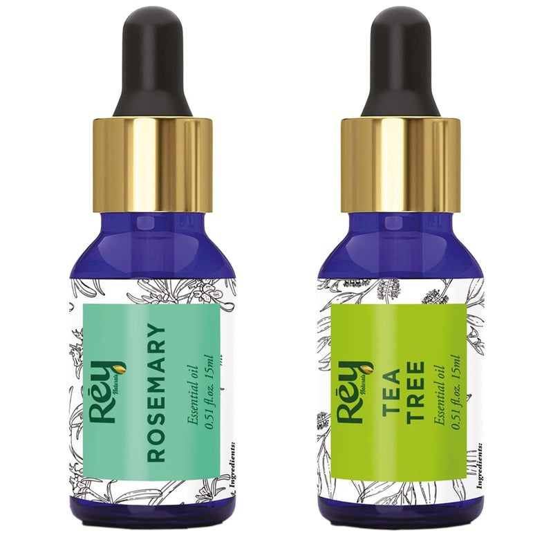 Rey Naturals Rey Naturals tea tree oil Rosemary essential oils Pure 100 Natural for Healthy Skin Face and Hair 15 ml 15 ml - Image 1