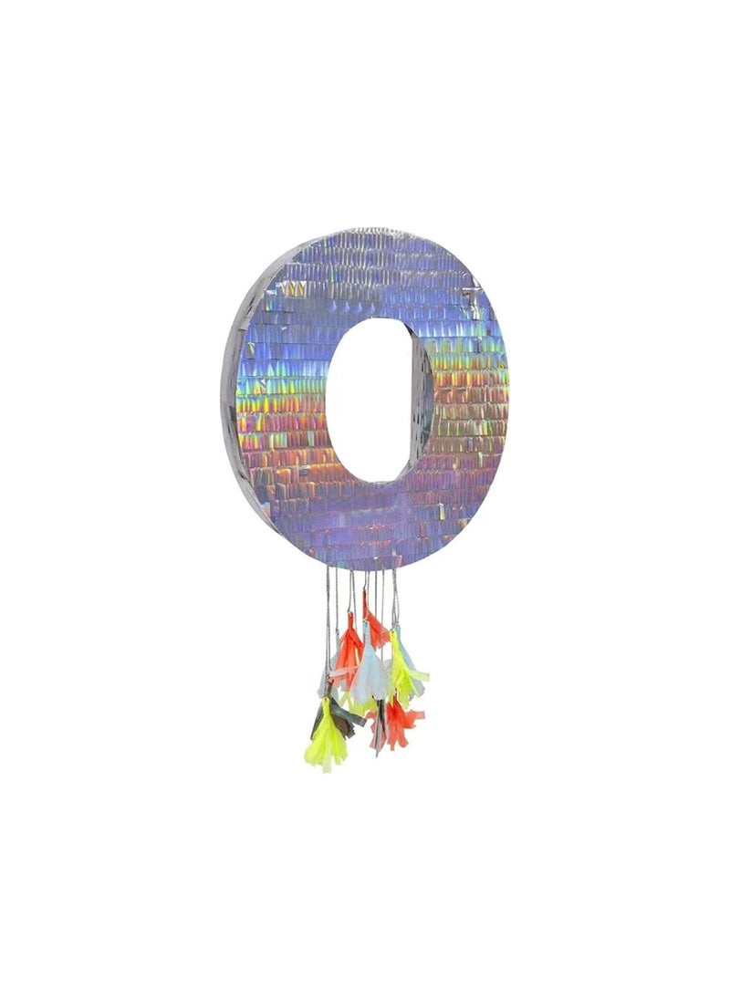 Party with Emma Foil Number Pinata for Kids Birthday Party Decorations Party Favors  Centerpieces Anniversaries Milestones (Number 0)  - Image 5
