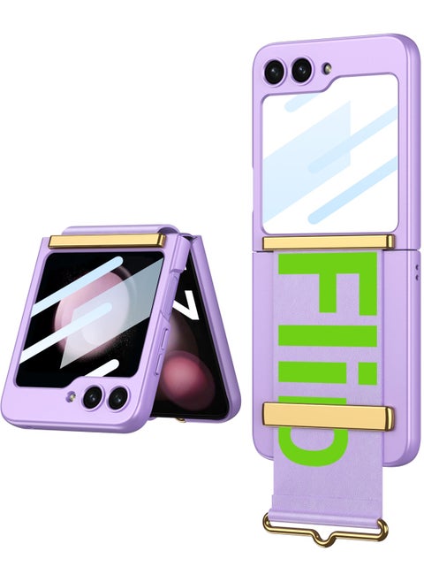 GOLDEN MASK Compatible With Samsung Galaxy Z Flip 5 Ulta Thin With Strap (Purple)