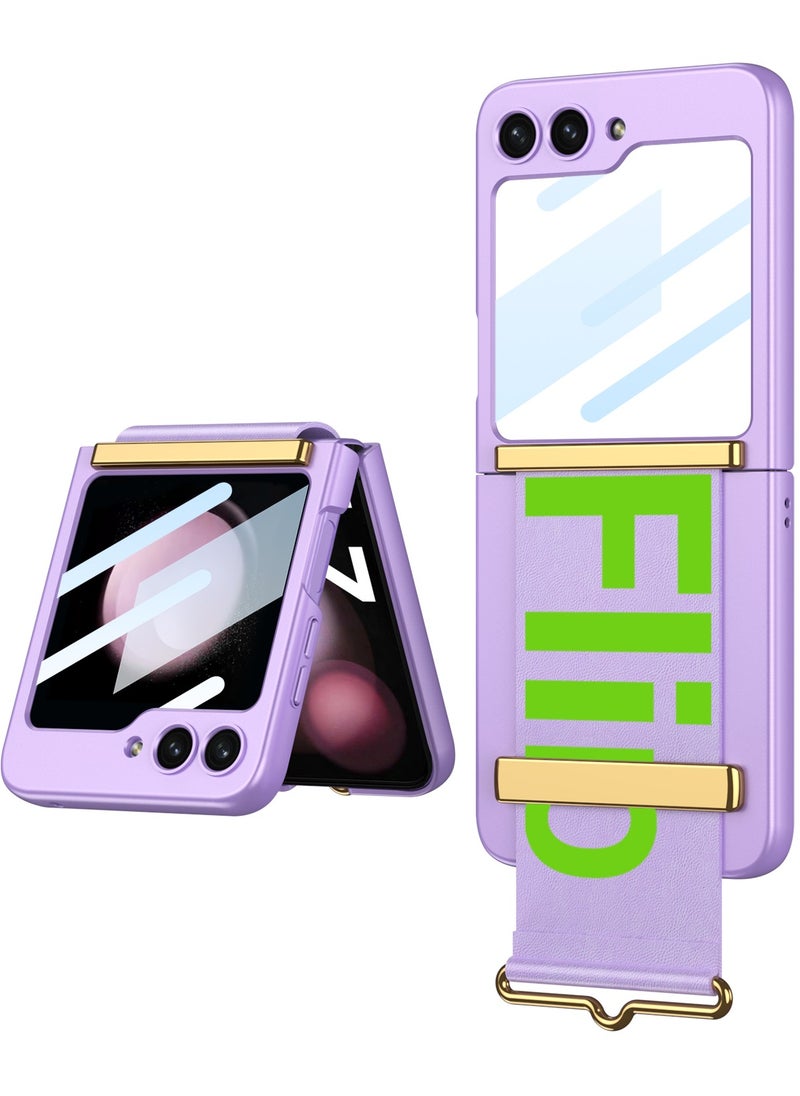 GOLDEN MASK - GOLDEN MASK Compatible With Samsung Galaxy Z Flip 5 Ulta Thin With Strap (Purple) - Image 1