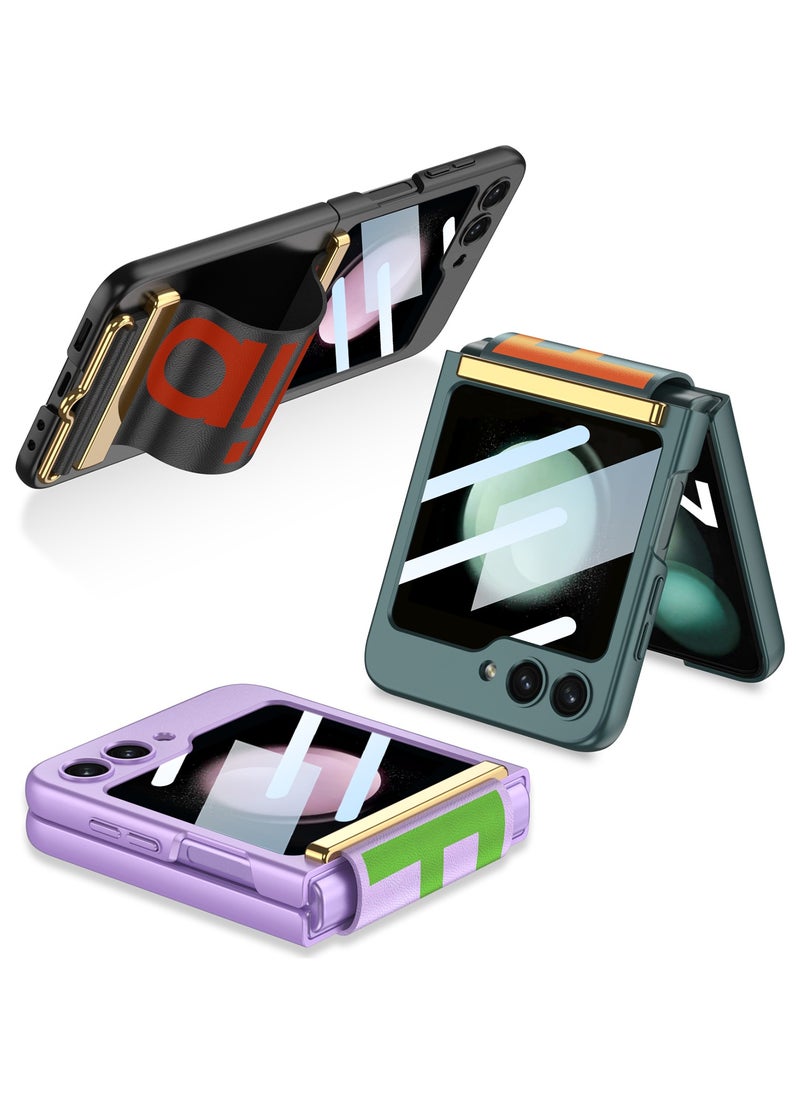 GOLDEN MASK - GOLDEN MASK Compatible With Samsung Galaxy Z Flip 5 Ulta Thin With Strap (Purple) - Image 1