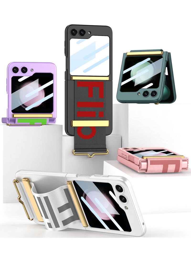 GOLDEN MASK - GOLDEN MASK Compatible With Samsung Galaxy Z Flip 5 Ulta Thin With Strap (Purple) - Image 1