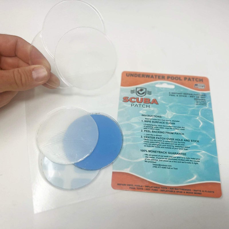 Pool Above All-in-One Repair Kit for Above-Ground Pools | Fast, Underwater-Capable Peel-and-Stick OR Adhesive Glue-Down Vinyl Patches & for Easy Set and Frame Pools 2-1/2 Inch Peel and Stick - Image 5