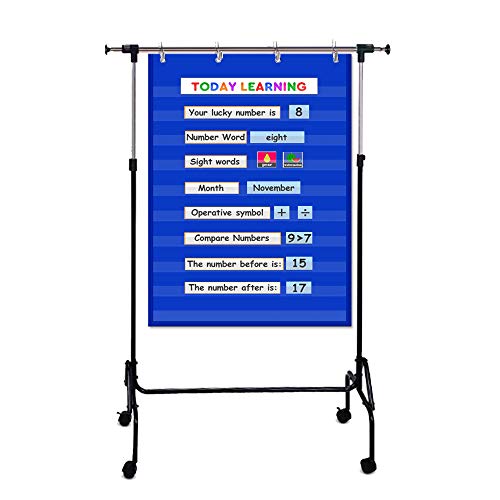 AUVCAS Standard Pocket Chart Clear 10 Pockets Chart for Classroom & Home Heavy Duty Hanging Pocket Chart for Word Wall/Letter Cards/Sentence Strips 28Wx43L,Blue - Image 5