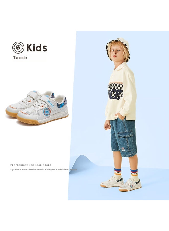 Taranis Talanis Kids Boys' Casual Breathable Spring Summer New Retro Running Shoes White/black/blue Size 34 - Image 1