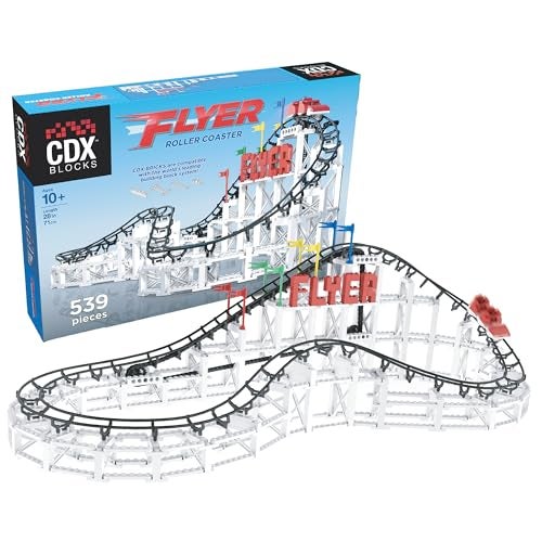 CDX Blocks Flyer  539 Pieces Building Brick Set Gravity Powered Roller Coaster Model Promotes STEM Learning - Image 1