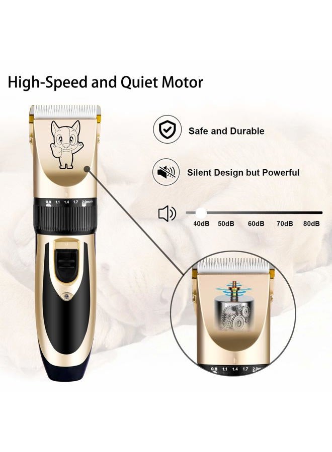 Highdas Dog Grooming Kit Clippers, Low Noise, Electric Quiet, Rechargeable, Cordless, Pet Hair Thick Coats Clippers Trimmers Set, Suitable for Dogs, Cats, and Other Pets (Gold) - Image 4