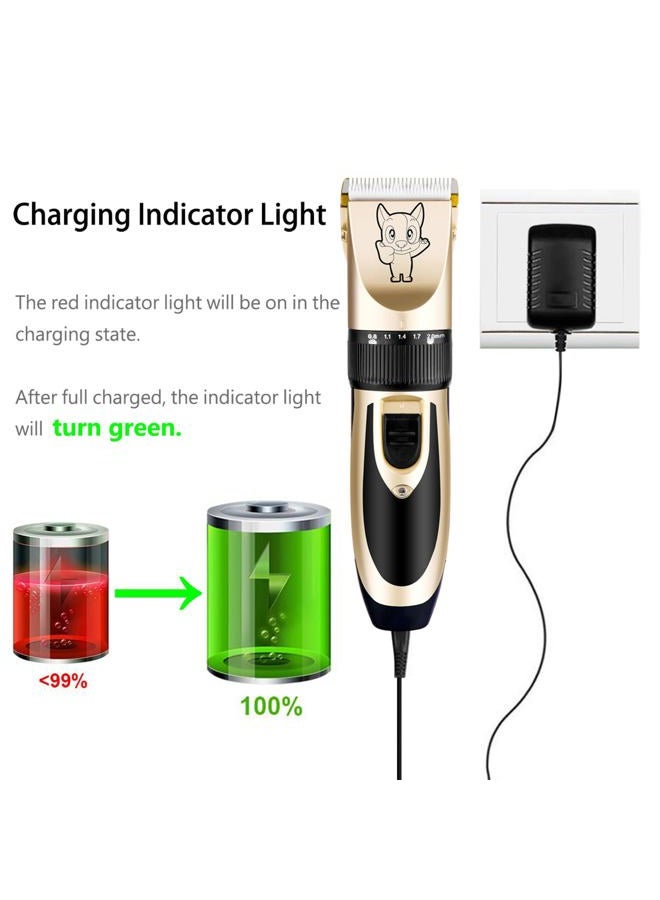 Highdas Dog Grooming Kit Clippers, Low Noise, Electric Quiet, Rechargeable, Cordless, Pet Hair Thick Coats Clippers Trimmers Set, Suitable for Dogs, Cats, and Other Pets (Gold) - Image 3