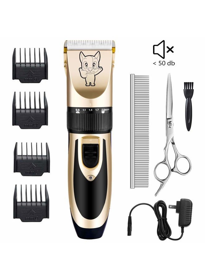 Highdas Dog Grooming Kit Clippers, Low Noise, Electric Quiet, Rechargeable, Cordless, Pet Hair Thick Coats Clippers Trimmers Set, Suitable for Dogs, Cats, and Other Pets (Gold) - Image 2