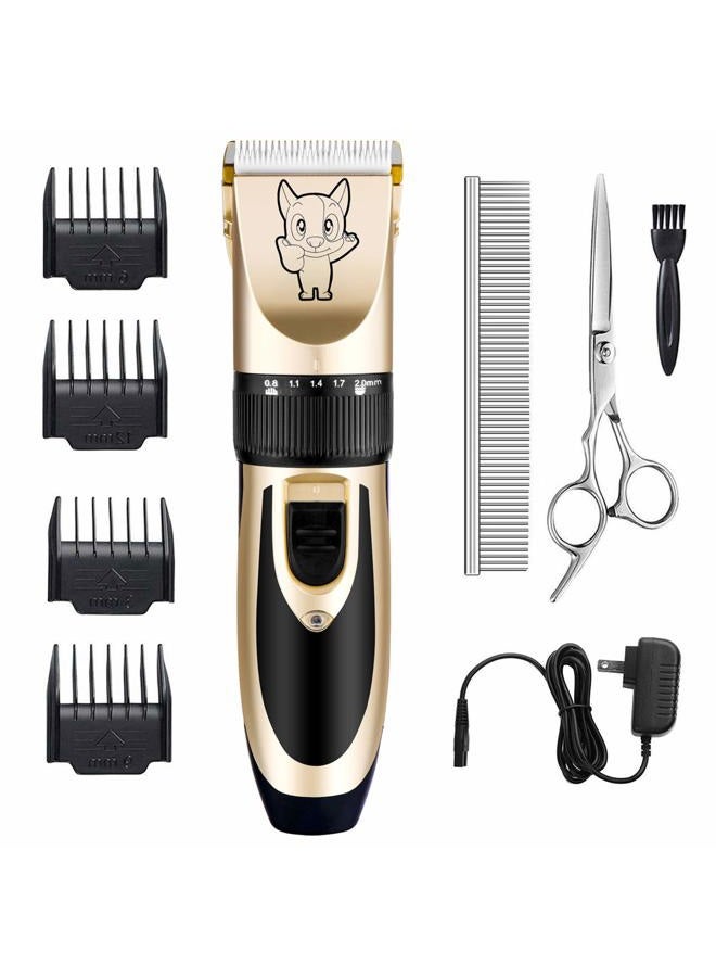 Highdas Dog Grooming Kit Clippers, Low Noise, Electric Quiet, Rechargeable, Cordless, Pet Hair Thick Coats Clippers Trimmers Set, Suitable for Dogs, Cats, and Other Pets (Gold) - Image 1