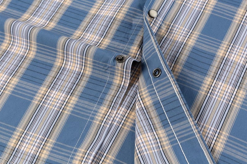 Double Pump Menâ€™s Western Cowboy Shirts-Long Sleeve Snap Button Plaid Shirt, Regular Fit Cotton Casual Shirt(493-XL) - Image 1
