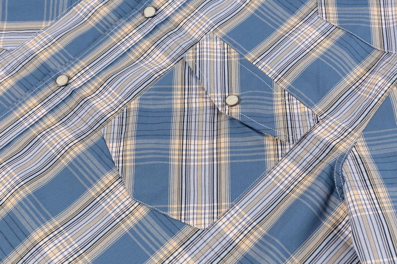 Double Pump Menâ€™s Western Cowboy Shirts-Long Sleeve Snap Button Plaid Shirt, Regular Fit Cotton Casual Shirt(493-XL) - Image 3