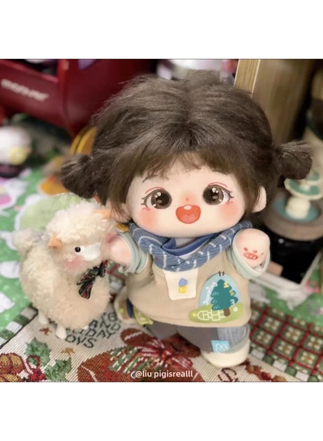 Cotton Doll Plush Doll Girl Doll 20cm Dashable Figure Doll For Girls Couple Girlfriend Gift RUAQ-Specifications:Boned (1 Random Skirt + Birth Certificate + Dressing Tool)-Color:Chestnut Naked Baby  - Image 1