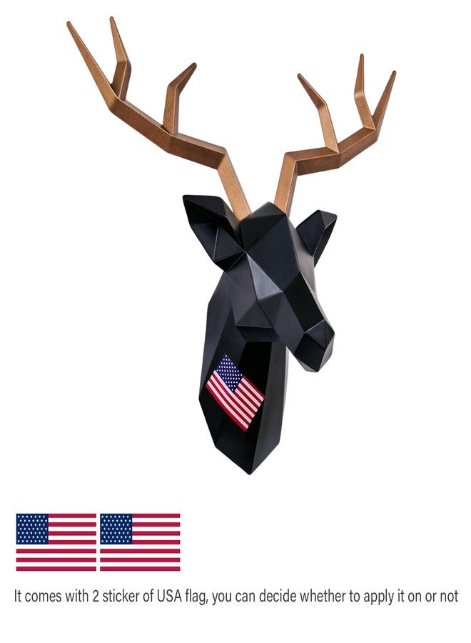 Keygift Geometrical Deer Head Wall Decor Black&Copper Faux Taxidermy Resin Animal Head Wall Mount Deer Antlers Wall Sculptures - Image 5