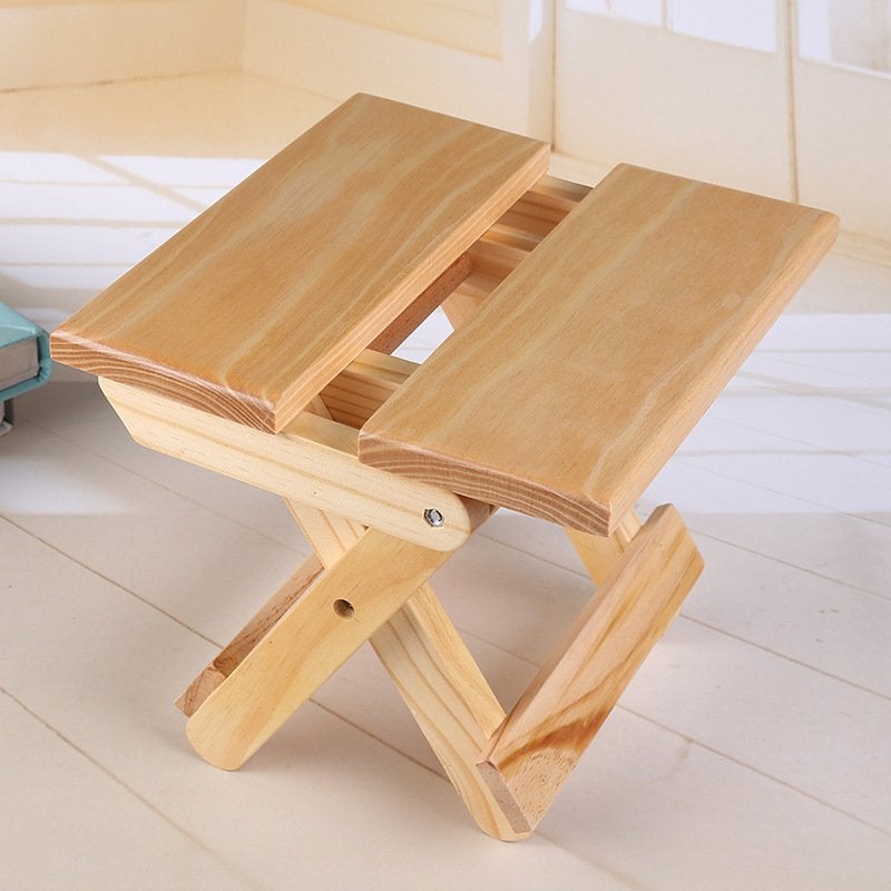 Matiko Natural Bamboo Folding Stool Bamboo Folding Stool Bamboo Shower Stool for Showers Shaved Legs and Foot Rest  - Image 1