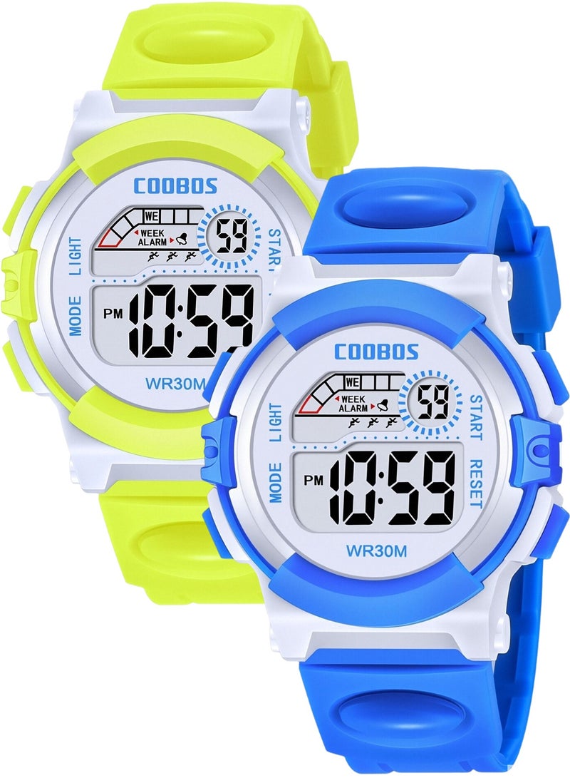 COOBOS 2 Pack Kids' Water Resistant Rubber Digital Watch - Image 1