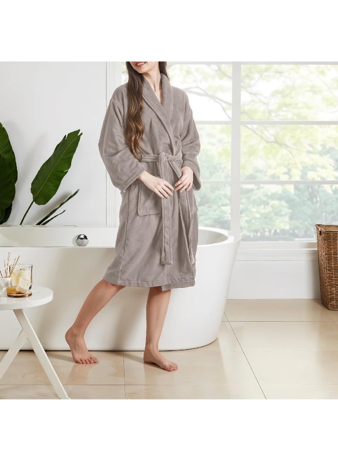Cotton home Cotton Home Unisex Bathrobe - 100% Cotton Super Soft Highly Absorbent Lightweight Bathrobes for Women & Men - Ideal for Everyday Comfort & Relaxation Taupe  - Image 2