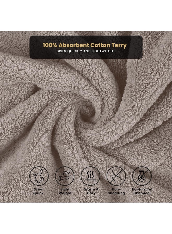 Cotton home Cotton Home Unisex Bathrobe - 100% Cotton Super Soft Highly Absorbent Lightweight Bathrobes for Women & Men - Ideal for Everyday Comfort & Relaxation Taupe  - Image 4