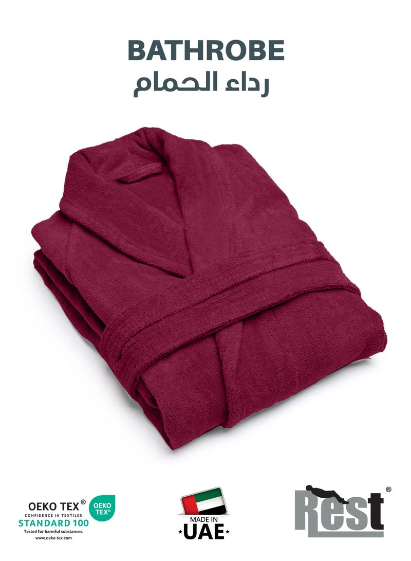 Cotton home Terry Bathrobe With Pockets Maroon XXL Hotel Luxury Loungewear Cotton Soft and Absorbent Comfortable After Shower Bathrobe Fade Resistant Men and Women One Size Fits All 45x30x65cm - Image 1