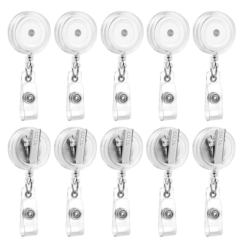 Maileto 25 Pack Badge Reels Retractable with Swivel Alligator Clip Retractable Badge Holder Reels for Students, Teachers, Office Workers (Translucent Clear) - Image 1