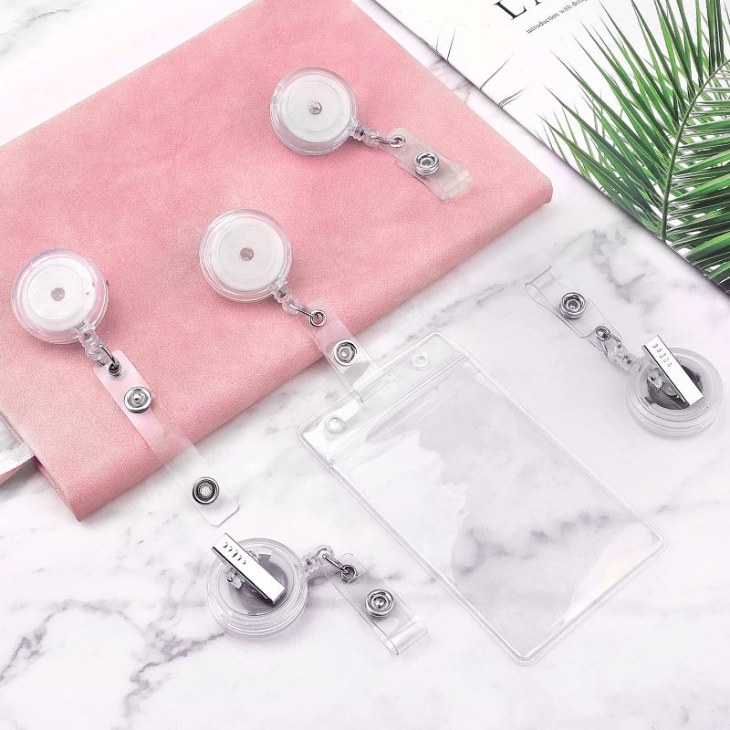 Maileto 25 Pack Badge Reels Retractable with Swivel Alligator Clip Retractable Badge Holder Reels for Students, Teachers, Office Workers (Translucent Clear) - Image 5