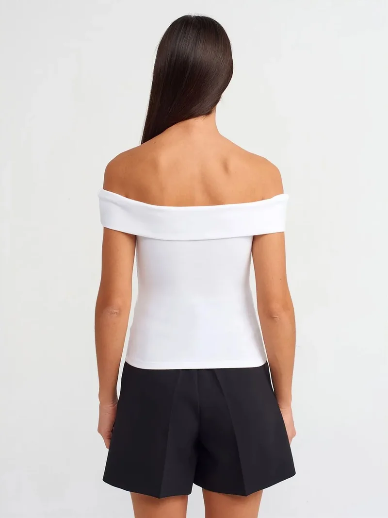 ديلفين Dilvin Off-Shoulder Slim-Fit Jersey Blouse